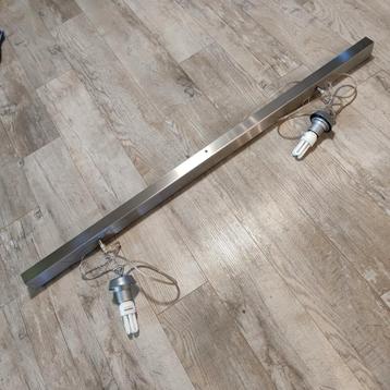 Plafondlamp RVS met twee lichtbronnen beschikbaar voor biedingen