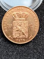 Schaars gouden tientje 1879/77 PR/UNC, Goud, Ophalen of Verzenden, Koning Willem III, 10 gulden
