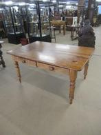 Oer 11623 ANTIEKE grenenhouten Engelse tafel met 2 laden, Ophalen