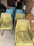 6 eetkamerstoelen (3x petrol, 3x groen), lederlook achter, Huis en Inrichting, Stoelen, Ophalen, Gebruikt, Overige kleuren, Drie