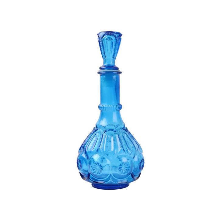 Vintage Karaf Kobalt BLauw Glas LE Smith Glass Co Maan Ster, Antiek en Kunst, Antiek | Glas en Kristal, Ophalen of Verzenden