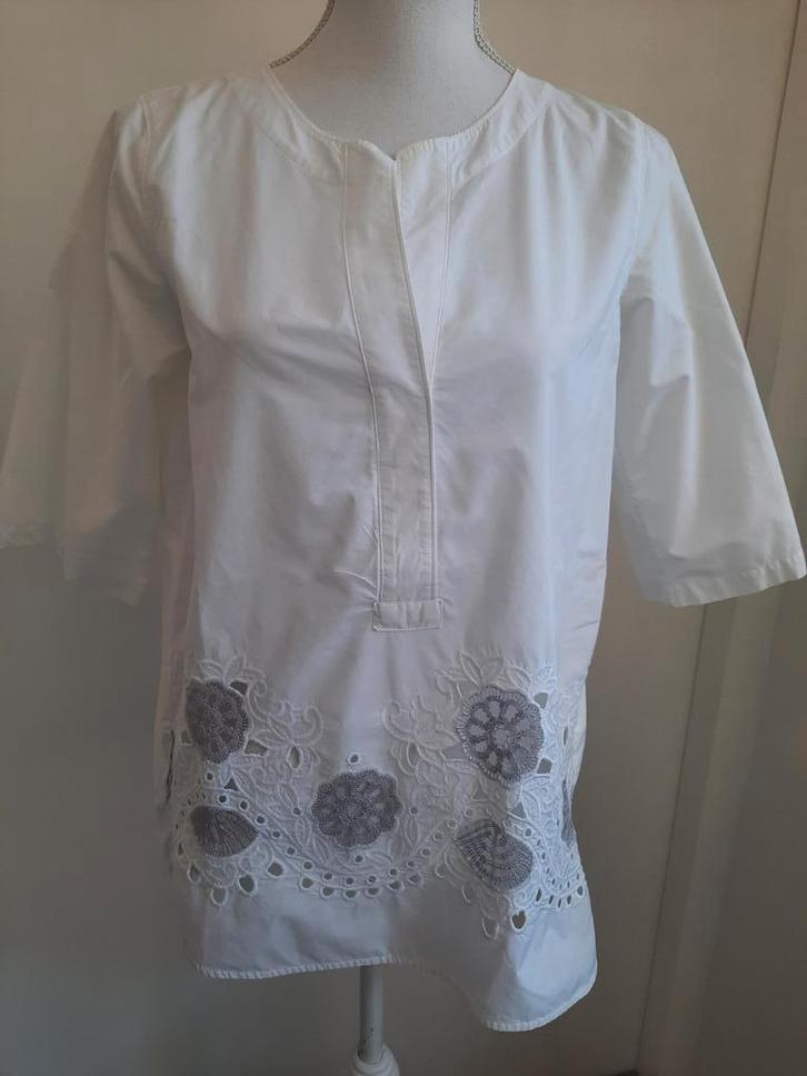 Rosso35 wit bloesje/ tuniek mt 38-40, Kleding | Dames, Blouses en Tunieken, Zo goed als nieuw, Maat 38/40 (M), Wit, Verzenden