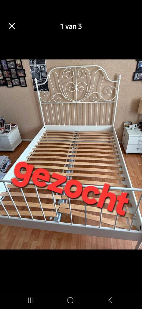 Gezocht! IJzeren bed 140cm breed, Huis en Inrichting, Slaapkamer | Bedden, Gebruikt, Twijfelaar, 140 cm, 200 cm, Metaal, Wit, Ophalen