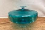 Zwiesel of Leerdam, Dekseldoos op voet, Meerblauw 1960 19 cm, Ophalen of Verzenden, Zo goed als nieuw