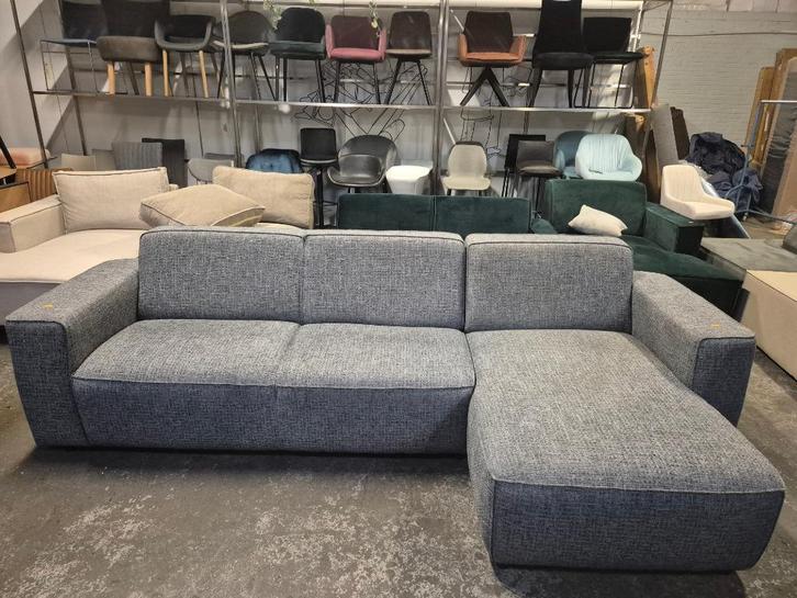 Bankstel met lounge donker grijs., Huis en Inrichting, Banken | Complete zithoeken, Zo goed als nieuw, Stof, Ophalen of Verzenden