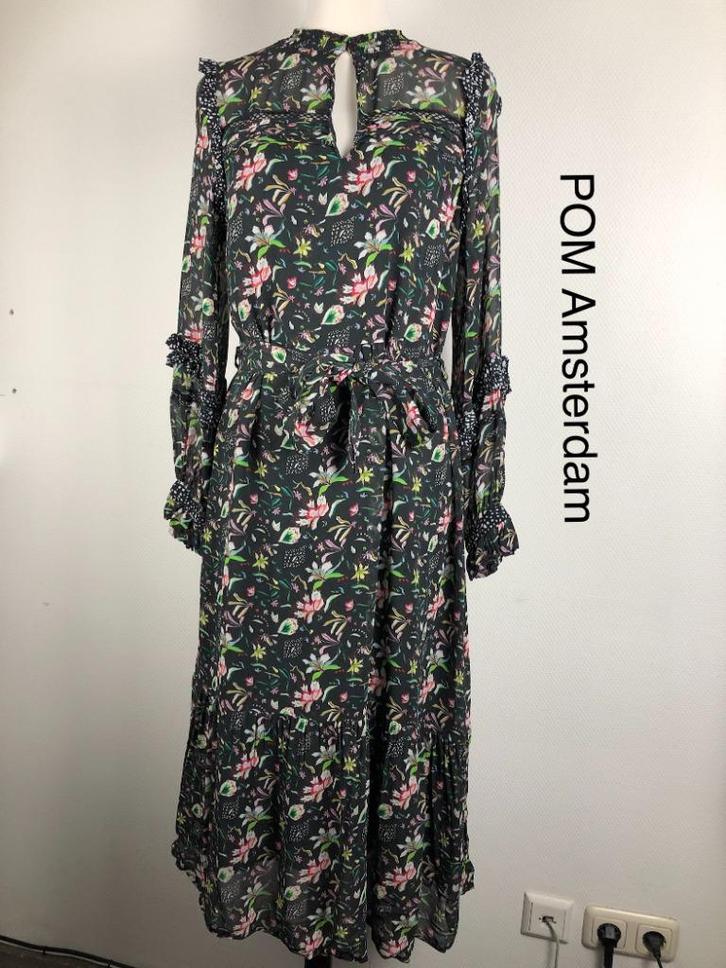 POM Amsterdam Jurk  (mt: 38) 15,1/8649, Kleding | Dames, Jurken, Zo goed als nieuw, Maat 38/40 (M), Blauw, Onder de knie, Ophalen of Verzenden