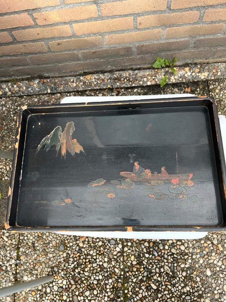 Oud Japans Dienblad met Voorstelling, Antiek en Kunst, Antiek | Woonaccessoires, Ophalen
