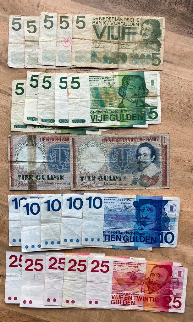 setje oude en gebruikte biljetten, Postzegels en Munten, Bankbiljetten | Nederland, Setje, 25 gulden, Ophalen
