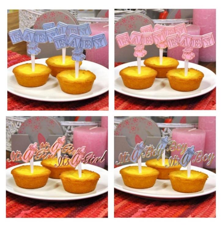 Partij cupcake prikkers geboorte jongen en meisje, Hobby en Vrije tijd, Feestartikelen, Nieuw, Versiering, Geboorte of Huwelijk