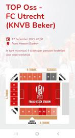 Tickets Top Oss FC Utrecht knvb beker, Tickets en Kaartjes, Losse kaart, Twee personen, December