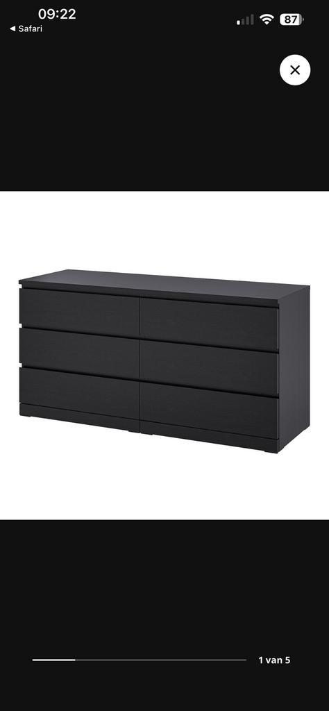 Ikea Malm kast zwart, Huis en Inrichting, Kasten | Ladekasten, Zo goed als nieuw, Minder dan 100 cm, 50 tot 100 cm, 25 tot 50 cm