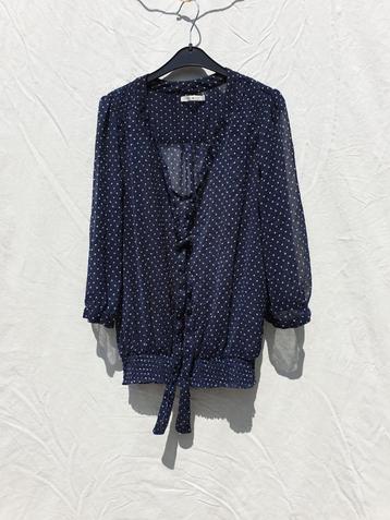 Donkerblauwe blouse, witte stippen. Mt 40. Merk Only beschikbaar voor biedingen
