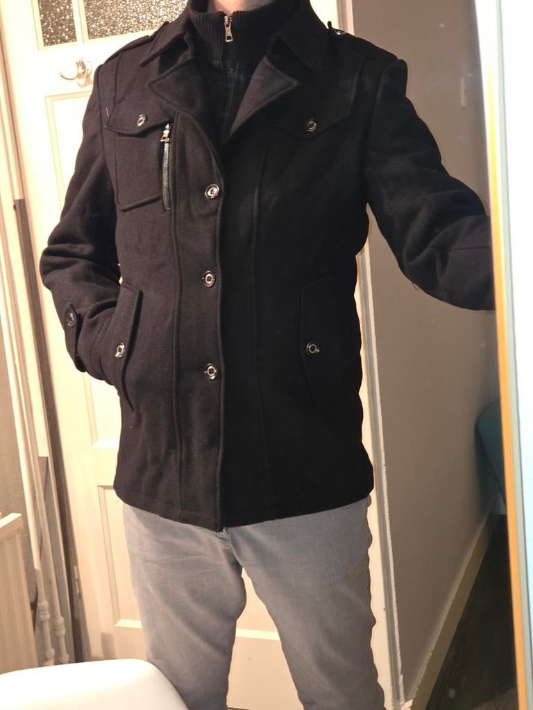 Zwarte wollen trenchcoat (NIEUW), maat L - Peaky Blinders, Maat 52/54 (L), Onbekend, Zwart, Nieuw