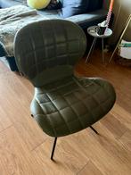 Vier grijze, eetkamerstoelen van leer, Huis en Inrichting, Stoelen, Ophalen, Gebruikt, Leer, Vier