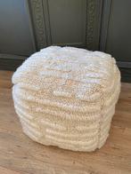 Nieuwstaat echt wollen Marokkaanse poef beni boucle boho, Ophalen, Nieuw, 50 tot 75 cm, Vierkant