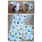 Francien katten 2 kopjes,tafelloper en 4x placemat NIEUW🐈‍⬛, Ophalen of Verzenden, Zo goed als nieuw