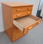 Vintage ladekast papierkast schoolkast tekeningen, Ophalen of Verzenden