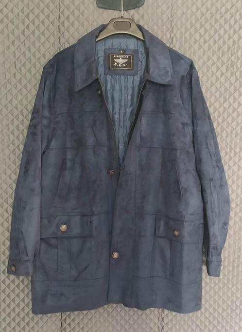 SALE : voorjaars 3/4 jas diep blauw suede leder maat XL & M, Kleding | Heren, Jassen | Zomer, Nieuw, Maat 56/58 (XL), Blauw, Ophalen of Verzenden