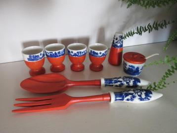 oud vintage slacouvert eierdopjes zout en mosterd vaatje beschikbaar voor biedingen