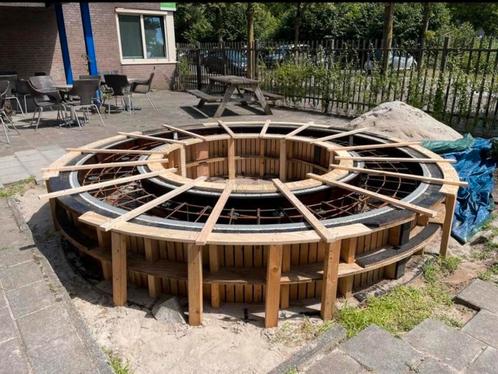 Bekisting Betonnen Tuinbank, 300 buitenwerks, 200 binnenwerk, Tuin en Terras, Picknicktafels, Gebruikt, Rond, Hout, Ophalen