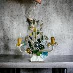 Vintage luster / hanglamp /  chandelier met bloemen, Ophalen of Verzenden