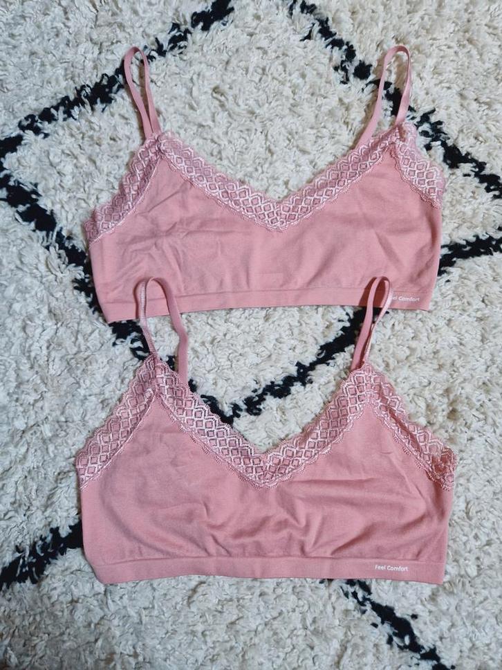 2 nieuwe BH'S/tops naadloos met kant roze maat 44, Kleding | Dames, Ondergoed en Lingerie, BH, Roze, Ophalen of Verzenden