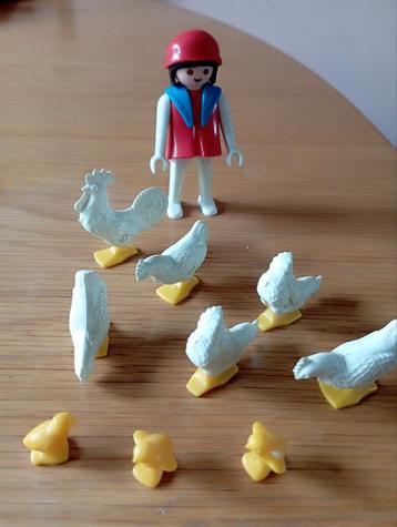 3595 playmobil boerin vrouw met kippen haan en kuikens