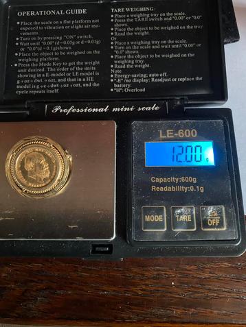 Goud tientje 1877 weeg 12 gram 