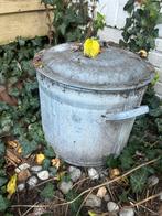 Oude zinken emmer met deksel, Tuin en Terras, Regentonnen, Minder dan 75 liter, Ophalen, Gebruikt, Metaal