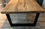 Mangohouten eettafel met stalen onderstel, Huis en Inrichting, Tafels | Eettafels, Ophalen, 200 cm of meer, 50 tot 100 cm, Zo goed als nieuw