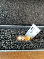 Stalen ring verguld maat 17,5 nieuw met zirkonia hartje, Sieraden, Tassen en Uiterlijk, Ringen, Met kristal, IJzer of Staal, Nieuw