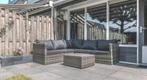 Loungebank kunststof wicker grijs-antraciet + hocker, Ophalen, 5 zitplaatsen, Bank, Zo goed als nieuw