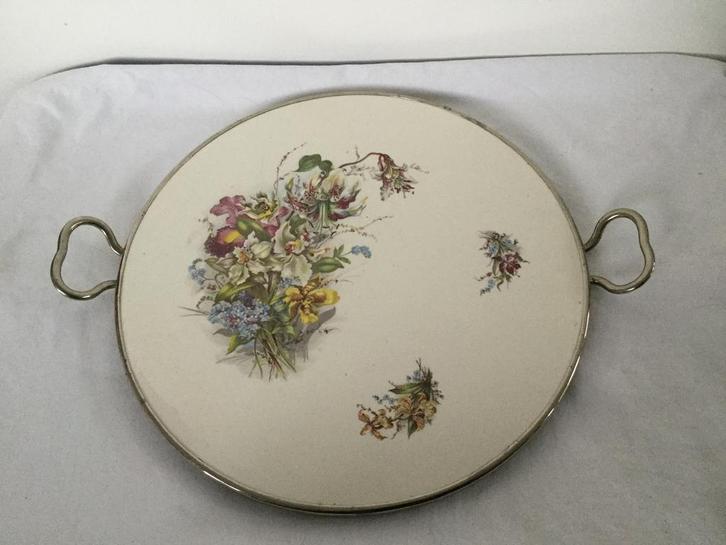 Porseleinen taartplateau met floraal decor ca. 1920., Antiek en Kunst, Antiek | Porselein, Ophalen of Verzenden