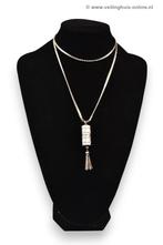 Zilveren horloge ketting met horloge hanger, Sieraden, Tassen en Uiterlijk, Horloges | Antiek, Met ketting, Onbekend, Zilver, Ophalen