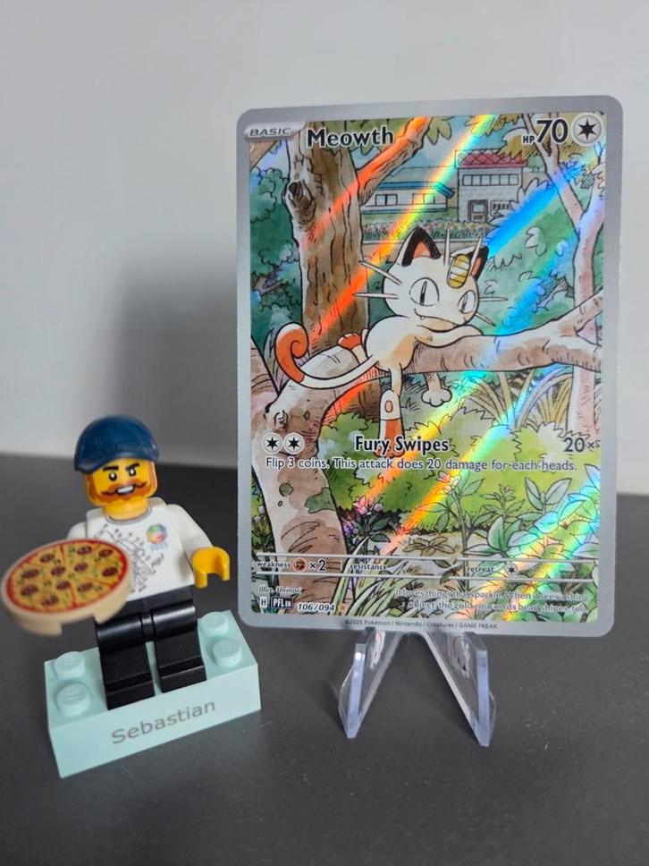 Meowth, Hobby en Vrije tijd, Verzamelkaartspellen | Pokémon, Zo goed als nieuw, Losse kaart, Foil, Ophalen of Verzenden