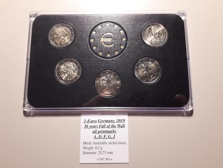 Duitsland 2019: 5x 2 Euro Val Berlijnse Muur (UNC, blister), Postzegels en Munten, Munten | Europa | Euromunten, 10 euro, Duitsland
