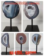 AANBIEDING Set van 5x agaat geode op standaard, Ophalen of Verzenden, Mineraal
