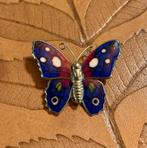 Vintage vlinder speld broche strass costume Jewelry verguld, Overige materialen, Blauw, Minder dan 4 cm, Ophalen of Verzenden