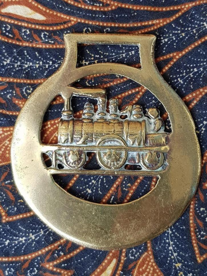 Mooi antiek trein kleppermannetje uit Engeland 8,7 cm., Antiek en Kunst, Antiek | Koper en Brons, Koper, Ophalen of Verzenden
