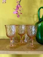 5x Franse wijnglazen, roze swirl Rosaline glas, Antiek en Kunst, Antiek | Glas en Kristal, Ophalen of Verzenden