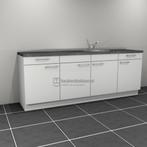 Keukenblok met spoelbak rechts met lades 2.40m Op voorraad !, Ophalen, Wit, Nieuw, 200 cm of meer