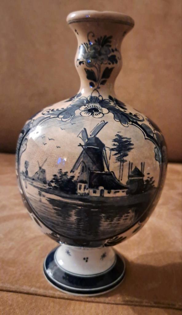 Delfts blauwe vaas - 20 cm, Antiek en Kunst, Antiek | Keramiek en Aardewerk, Ophalen of Verzenden