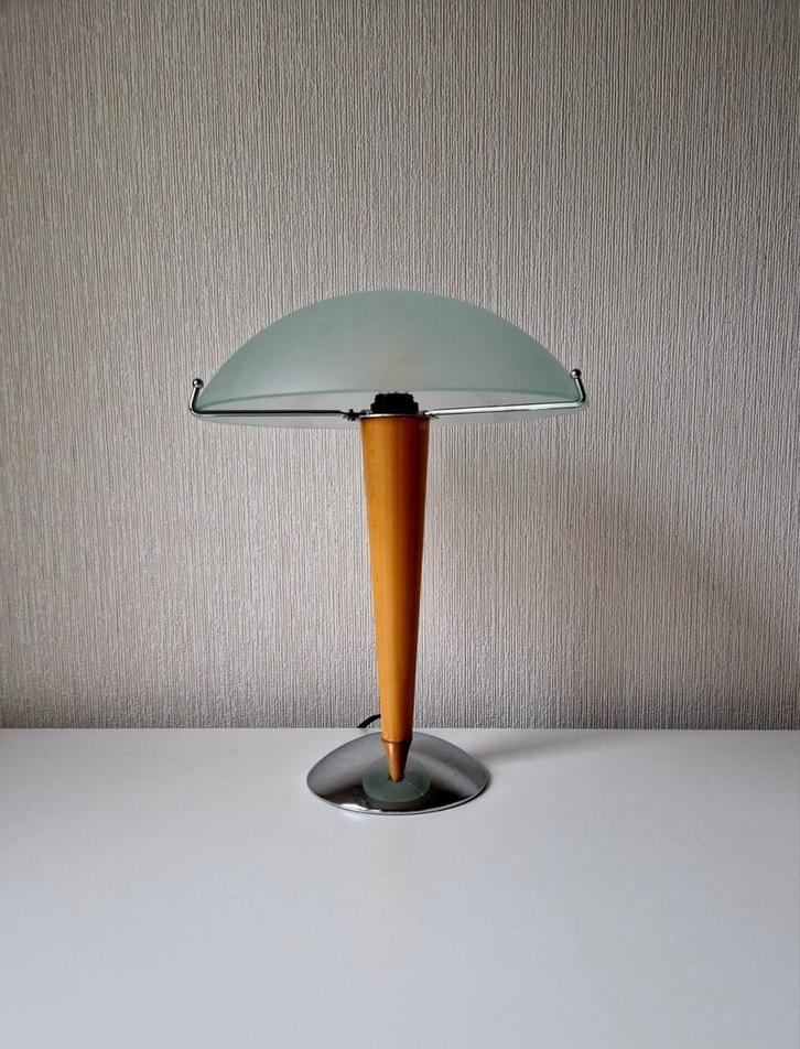 Vintage IKEA Kvintol Tafellamp, Huis en Inrichting, Lampen | Tafellampen, Gebruikt, Minder dan 50 cm, Glas, Hout, Metaal, Ophalen of Verzenden