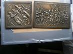 2 Koperen wandbordjes, Boertjes/Nachtwacht igst., Antiek en Kunst, Ophalen of Verzenden