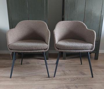 Eetkamerstoelen zand boucle 2 stuks Luxe stoelen Nieuw beschikbaar voor biedingen