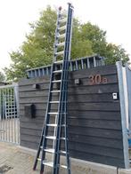 3 delige ladder 3x16 sporten zwart gecoat als nieuw, Doe-het-zelf en Verbouw, Ladders en Trappen, Ophalen, Zo goed als nieuw, 4 meter of meer