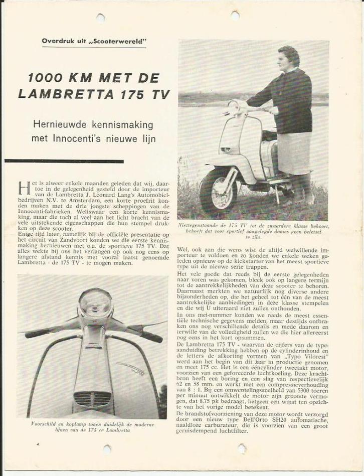 Lambretta 175 TV scooter overdruk Leonard Lang 7036z, Motoren, Handleidingen en Instructieboekjes, Overige merken, Ophalen of Verzenden