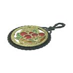 Vintage Onderzetter Gietijzer Messing Gekleurd Glas Kersen, Ophalen of Verzenden, Gebruikt, Pot of Pan