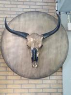 Exclusieve skull op brons/goudkleurig plateau, Antiek en Kunst, Kunst | Designobjecten, Ophalen of Verzenden