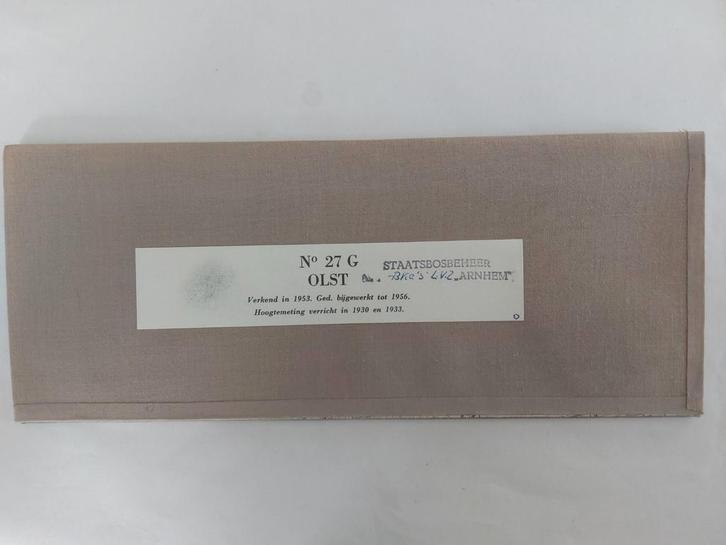 27G Stafkaart op linnen uit 1956 Olst met Deventer Terwolde, Boeken, Atlassen en Landkaarten, Zo goed als nieuw, Landkaart, Nederland